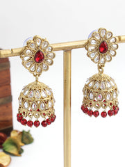 Asmee Jhumki Earrings-Maroon