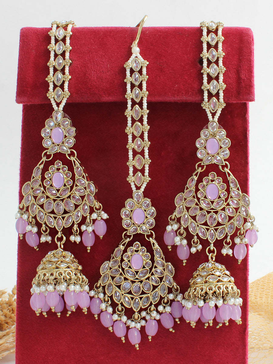 Ayeza Earrings & Tikka-lLavender