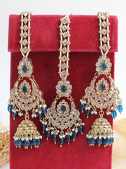 Ayeza Earrings & Tikka-Blue