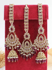 Ayeza Earrings & Tikka-Purple