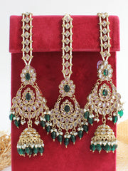 Ayeza Earrings & Tikka-Green