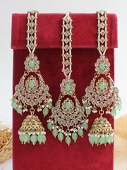 Ayeza Earrings & Tikka-Mint Green