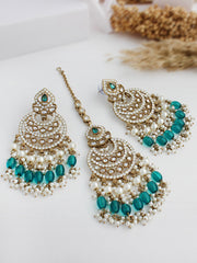 Tamanna Earrings & Tikka-Sea Green