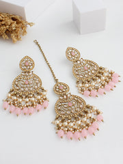 Akira Earrings & Tikka-Pastel Pink