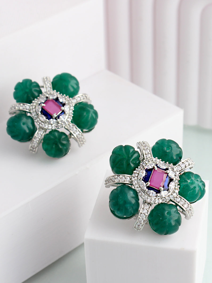 Sharon Stud Earrings-Green