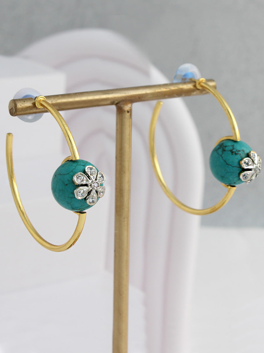 Molly Hoop Earrings-Turquoise