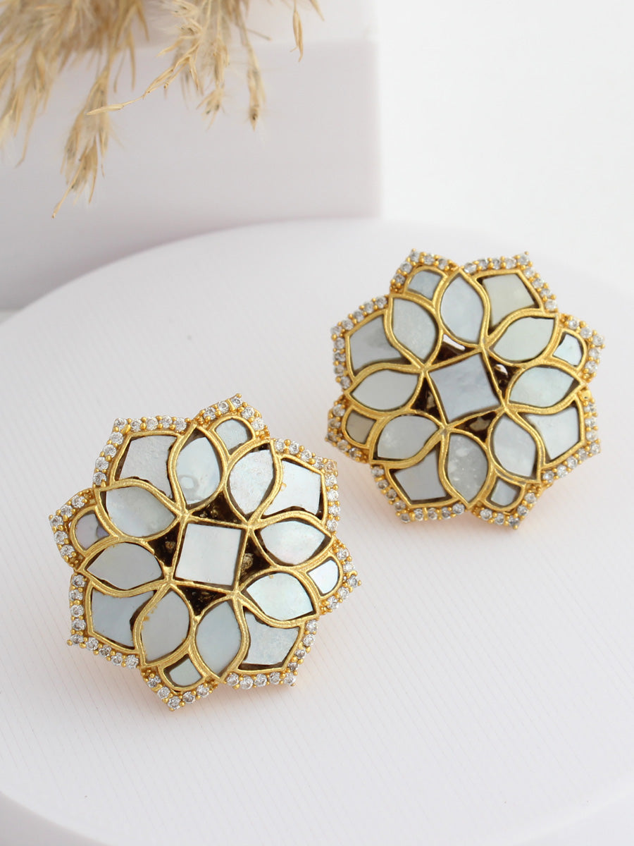 Shreyasi Stud Earrings-Ivory