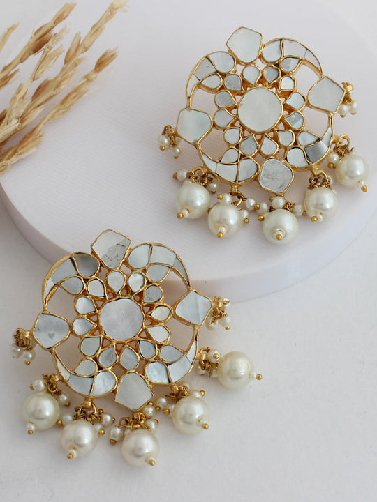 Nishvi Stud Earrings-Ivory