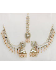 Rasika Earrings & Tikka-Light Peach