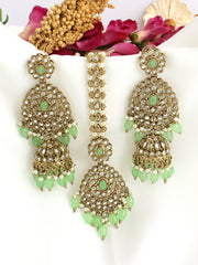 Ezzah Earrings & Tikka-Mint Green