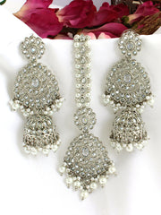 Ezzah Earrings & Tikka-Silver