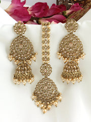 Ezzah Earrings & Tikka-Golden