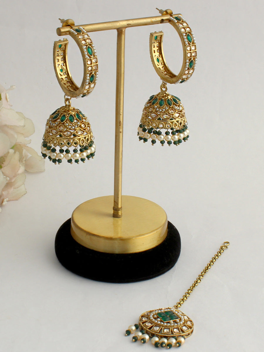 Mihira Earrings & Tikka-Green