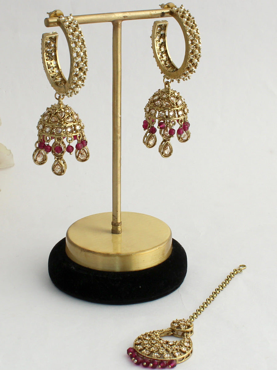 Manya Earrings & Tikka-Purple