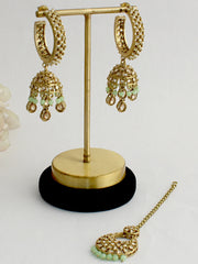 Manya Earrings & Tikka-Mint green