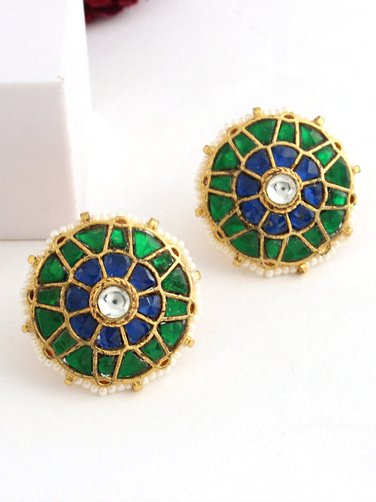 Pragati Stud Earrings-Green