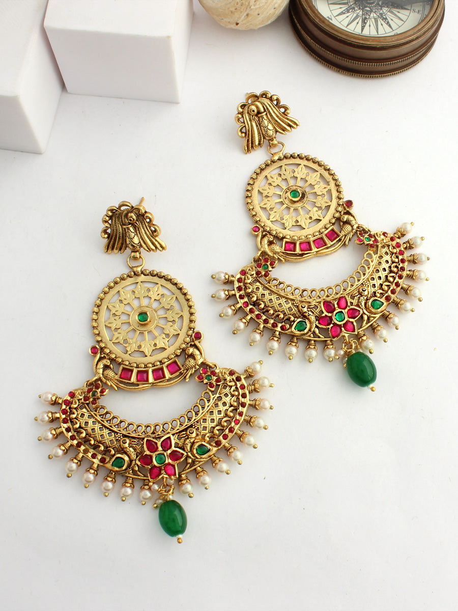 Tanishri Earrings-Pink /Green