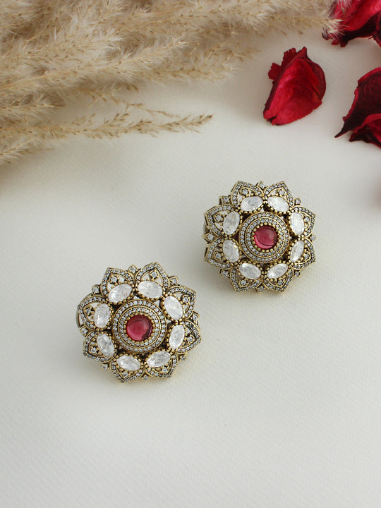 Krishvi Stud Earrings-Ruby Pink