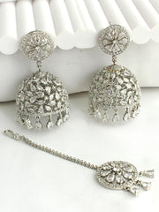 Romika Earrings & Tikka  - Silver