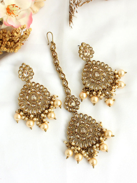 Nitika Earrings & Tikka-Gold