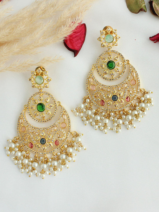 Raysha Chandbali Earrings-Multicolor