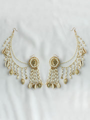 Isha Earrings Tikka and Cuff Bangle Set