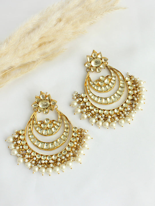 Ajisha Chandbali Earrings-Gold