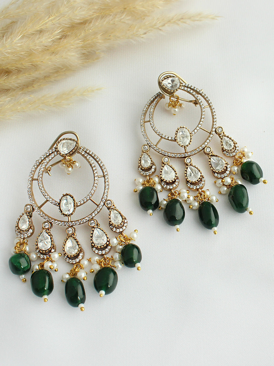 Ekanshi Chandbali Earrings-Green