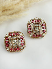 Udvi Stud Earrings-Ruby Pink