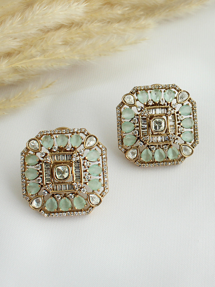 Udvi Stud Earrings-Mint green