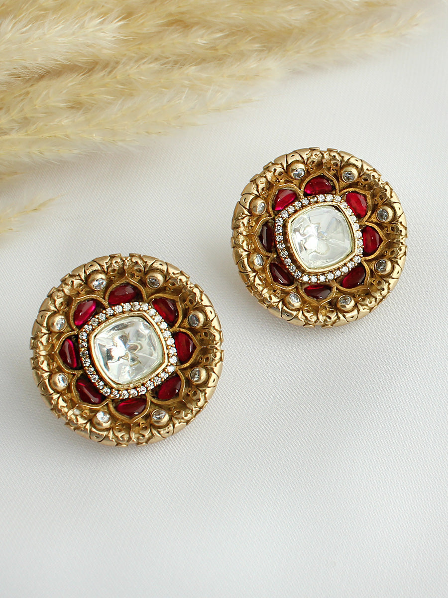 Ishani Stud Earrings-Hot Pink