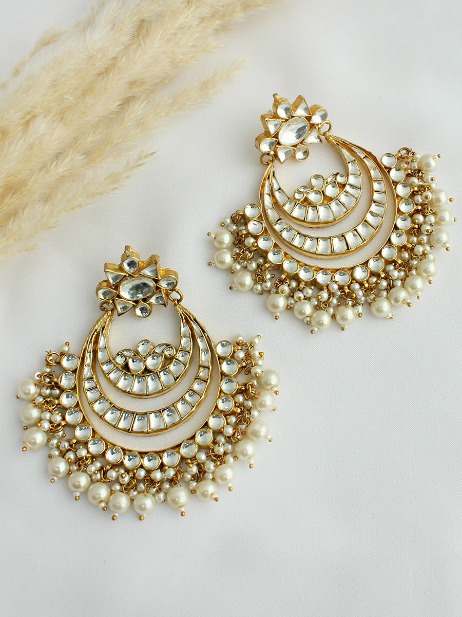 Ajisha Chandbali Earrings-White