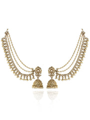 Netra Jhumki Earrings With Ear Chain-Gold