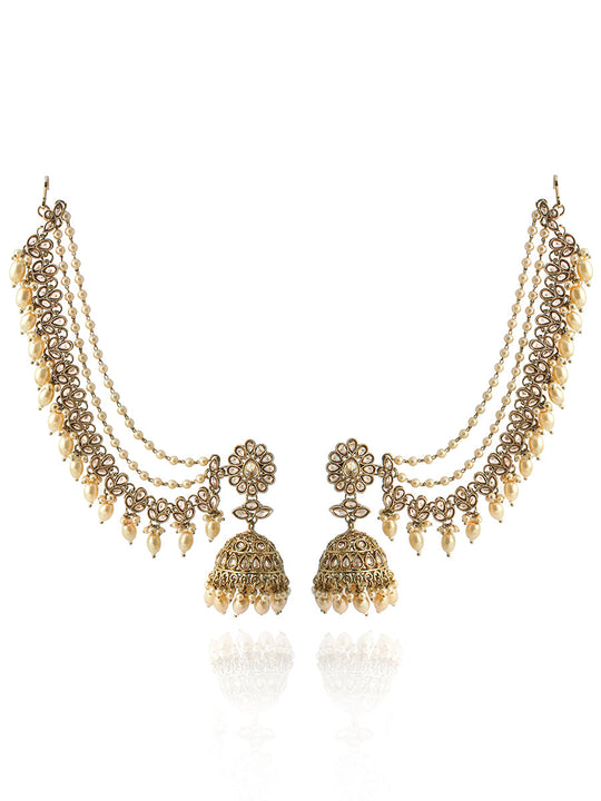 Zareen Jhumki Earrings With Ear Chain