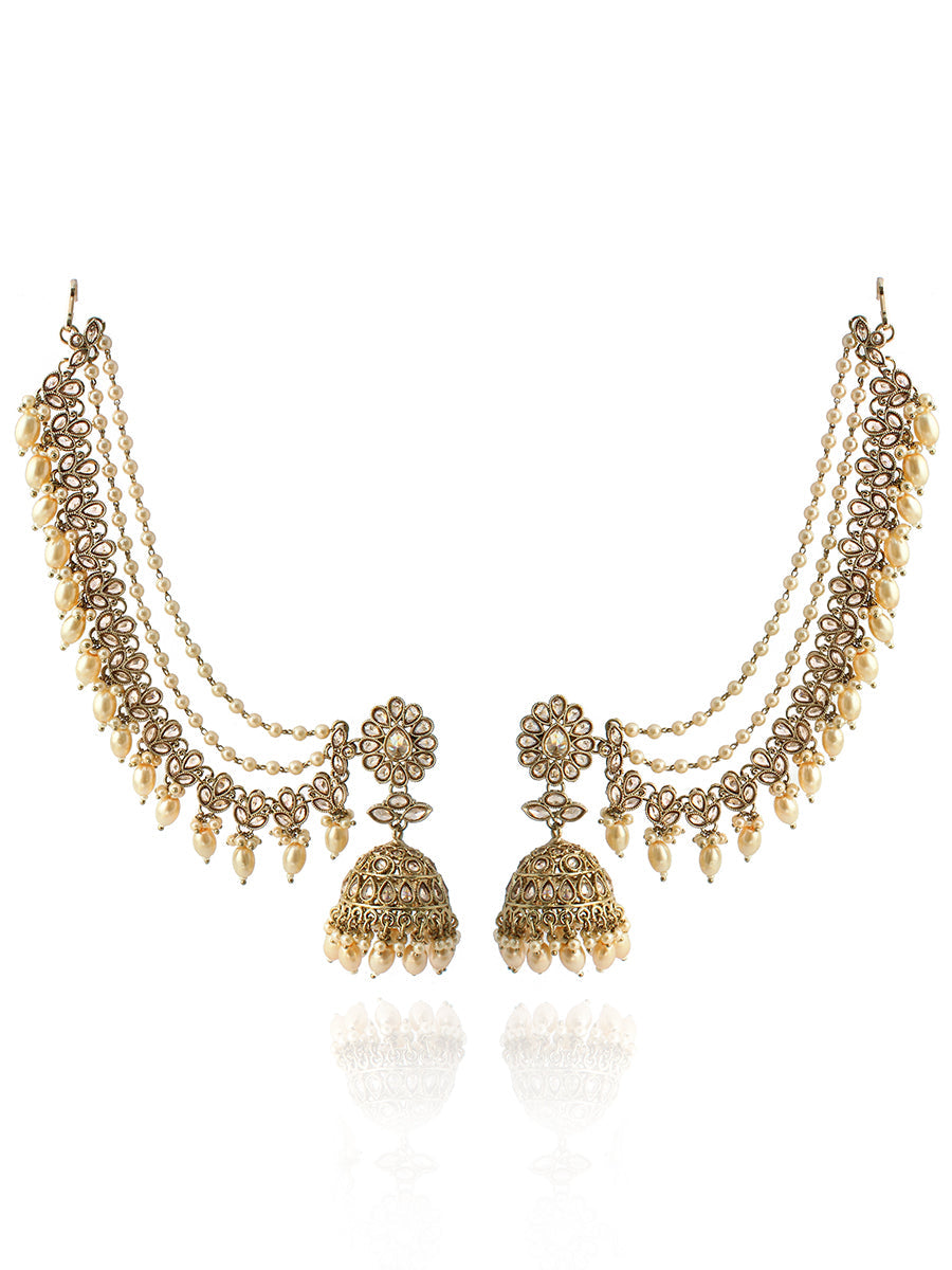 Zareen Jhumki Earrings With Ear Chain