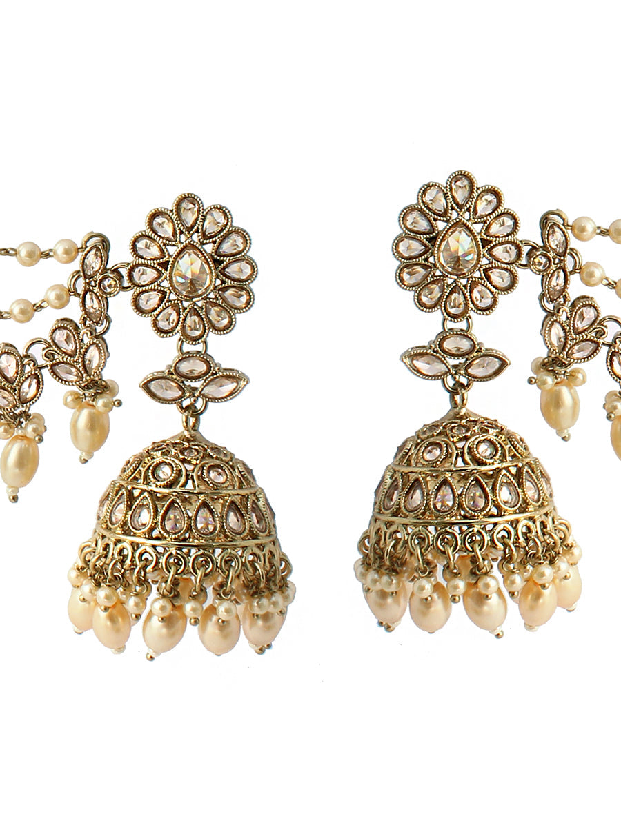 Zareen Jhumki Earrings With Ear Chain