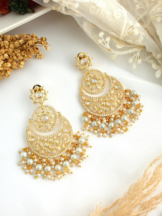 Raysha Chandbali Earrings - White