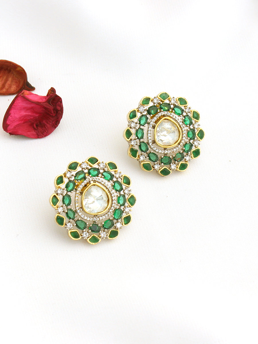 Tisha Stud Earrings-Green