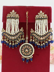 Sharmin Earrings & Tikka-Blue