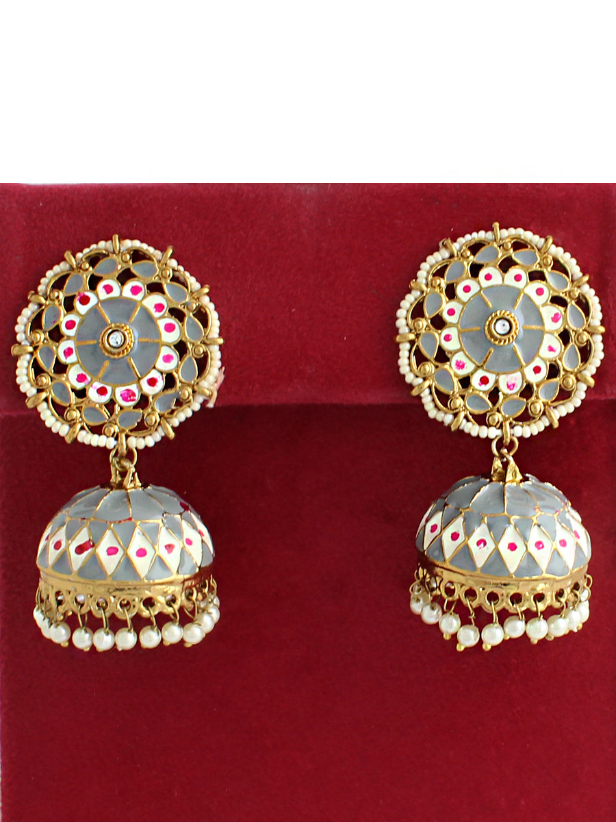 Lipika Jhumki Earrings-Grey