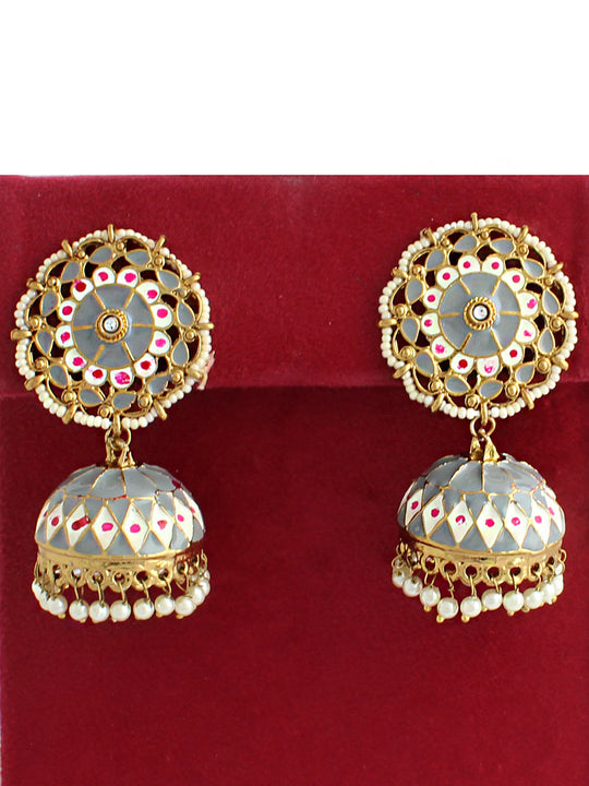 Lipika Jhumki Earrings-Grey