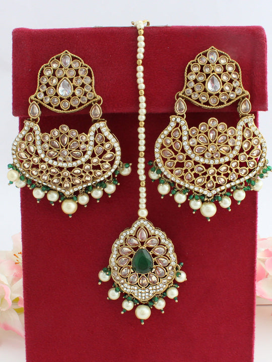 Megha Earrings & Tikka-Green