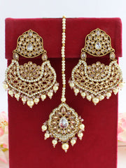 Megha Earrings & Tikka-Pastel Pink 