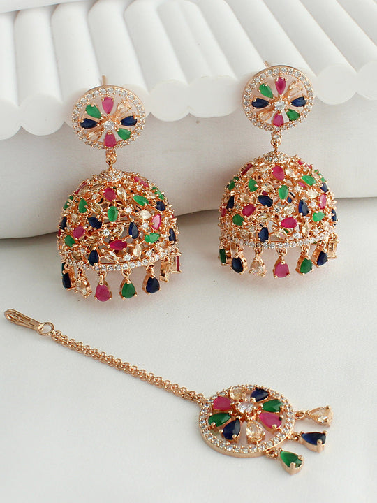 Romika Earrings & Tikka-Multi color