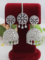 Romika Earrings & Tikka-Silver/White