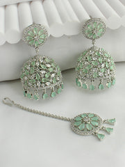 Romika Earrings & Tikka  - Mint Green