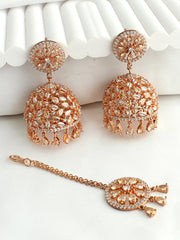 Romika Earrings & Tikka  - Rose Gold