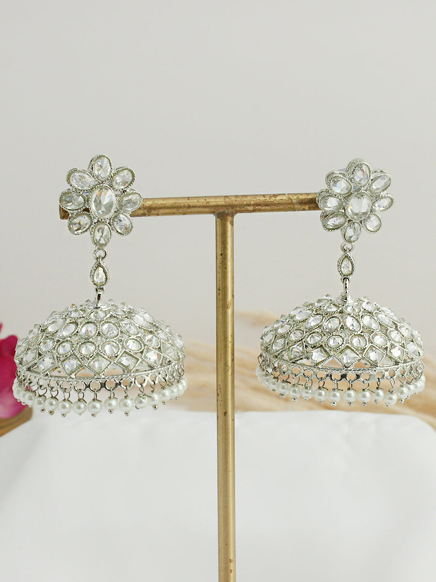 Mukti Jhumki Earrings-Silver