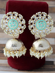 Mehar Jhumki Earrings-Aqua