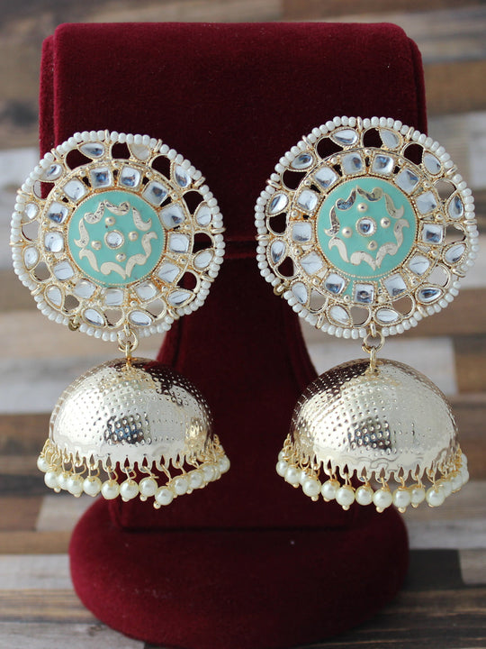 Mehar Jhumki Earrings-Aqua